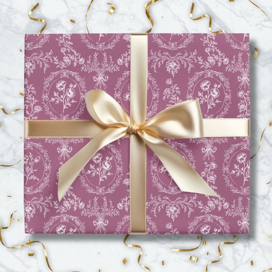 Vintage Rococo Flowers Floral Pattern ラッピングペーパー