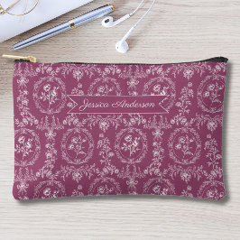 Vintage Rococo Flowers Floral Personalized Name アクセサリーポーチ
