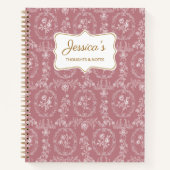 Vintage Rococo Flowers Floral Personalized Name ノートブック (正面)