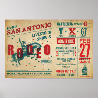 Vintage Rodeo Poster – Retro Western Art Print ポスター