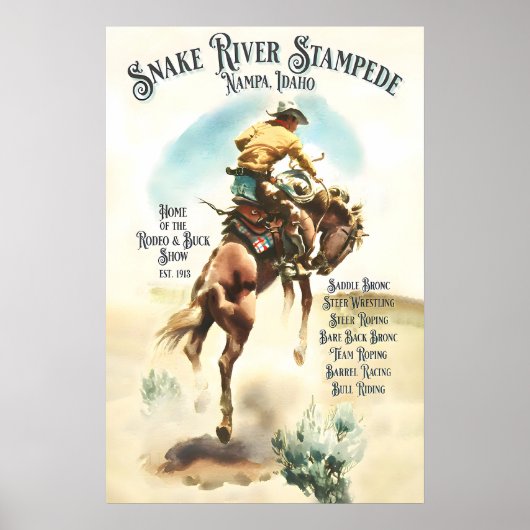 Vintage Rodeo Poster Snake River Stampede, Western ポスター (正面)