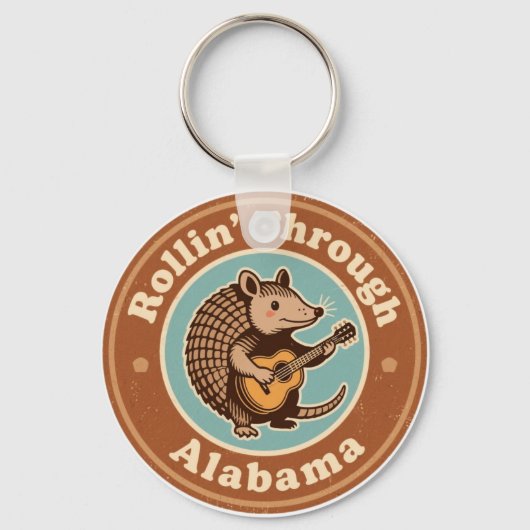 Vintage Rollin Through Alabama Armadillo Funny キーホルダー (正面)