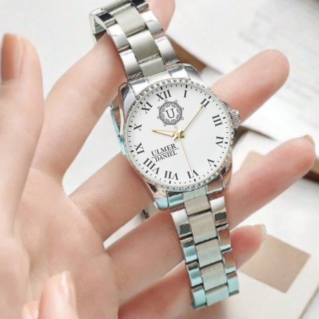 Vintage Roman Numeral Monogram Classic Timeless 腕時計 (クリエイターアップロード済み)