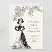 Vintage romance fashion elegant birthday 招待状 (正面)