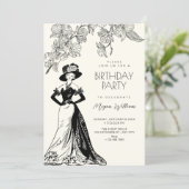 Vintage romance fashion elegant birthday 招待状 (スタンド正面)