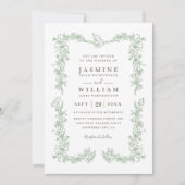 Vintage Romantic Garden Elegant QR Code Wedding 招待状 (正面)