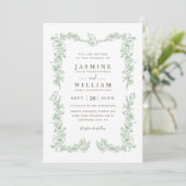 Vintage Romantic Garden Elegant QR Code Wedding 招待状 (スタンド正面)