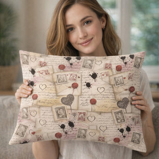 Vintage Romantic Love Letters & Wax Seals アクセントクッション