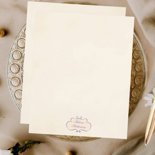 Vintage Romantic Name Shield Stationery Paper レターヘッド