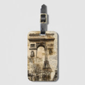 Vintage Romantic Paris France Eiffel Tower  ラゲッジタグ (正面縦)