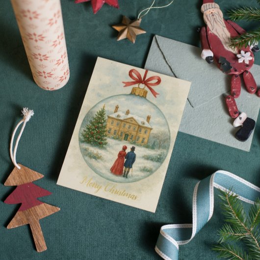Vintage Romantic Pride and Prejudice Christmas 箔シーズンカード