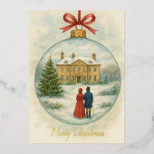Vintage Romantic Pride and Prejudice Christmas 箔シーズンカード (正面)