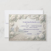 Vintage Romantic Sage Cream Hydrangea 出欠カード (正面)