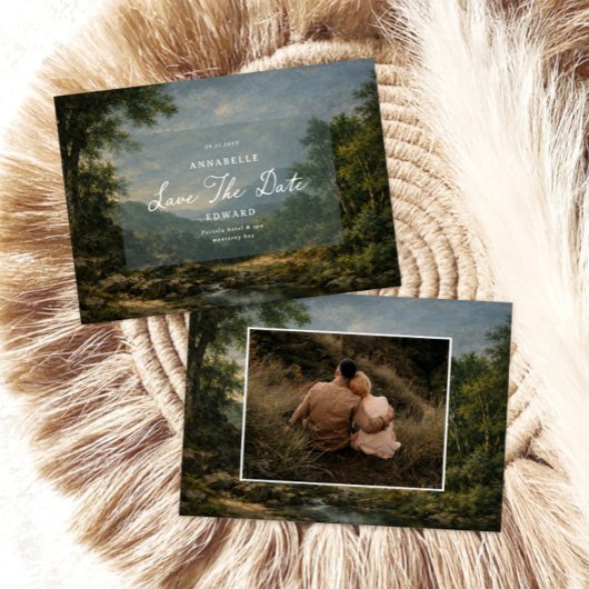 Vintage Romantic tapestry blue Wedding photo セーブザデート