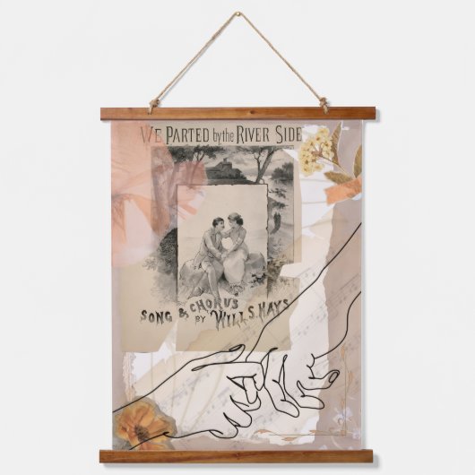 Vintage Romantic Wall Tapestry Antique Collage 吊り下げ型タペストリー (正面)