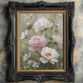 Vintage Romantic Wildflower Pastel Pink Wall Art  ポスター