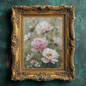 Vintage Romantic Wildflower Pastel Pink Wall Art  ポスター