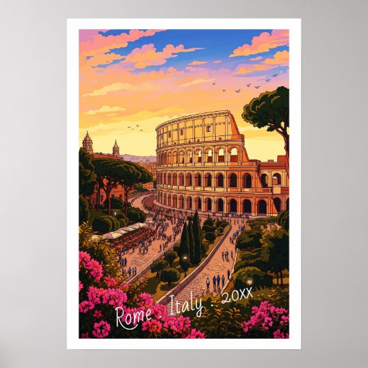 Vintage Rome Colosseum Italy Travel  ポスター (正面)