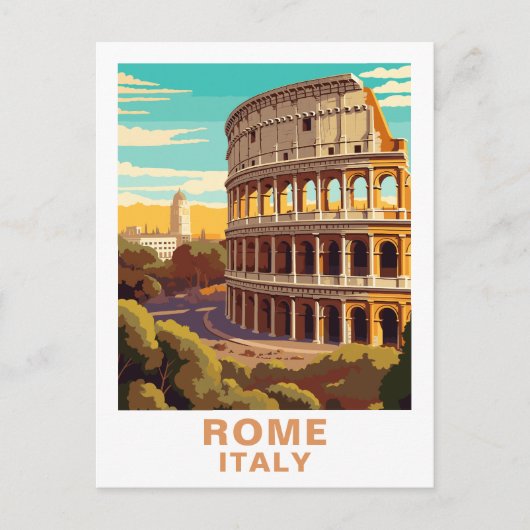 Vintage Rome Colosseum Italy Travel ポストカード (正面)