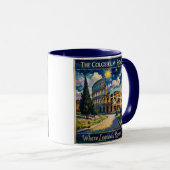 Vintage Rome Colosseum Starry Night Impressionist  マグカップ (正面右)