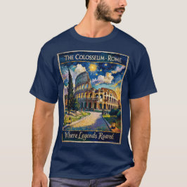 Vintage Rome Colosseum Starry Night Impressionist  Tシャツ