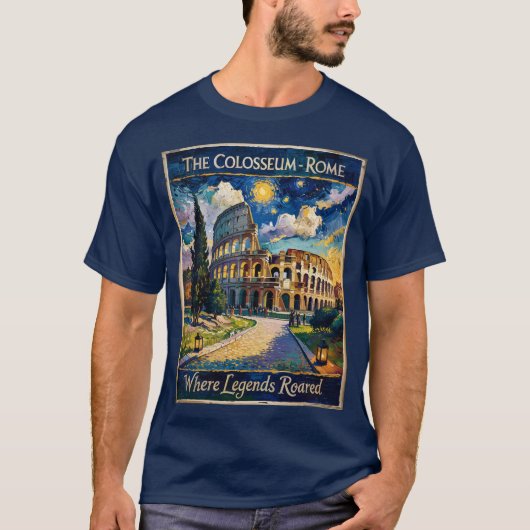 Vintage Rome Colosseum Starry Night Impressionist Tシャツ (正面)