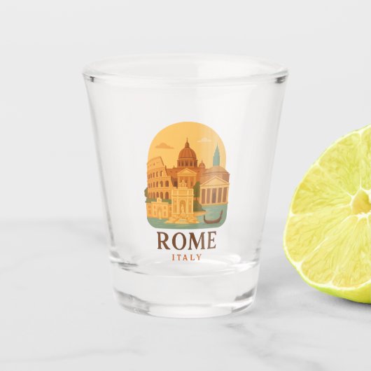 Vintage Rome Italy Shot Glass – Retro Colosseum ショットグラス (正面)
