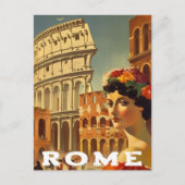 Vintage Rome Italy Travel Colosseum Lady ポストカード (正面)