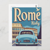Vintage Rome Italy Travel Poster Colosseum ポストカード (正面/裏面)