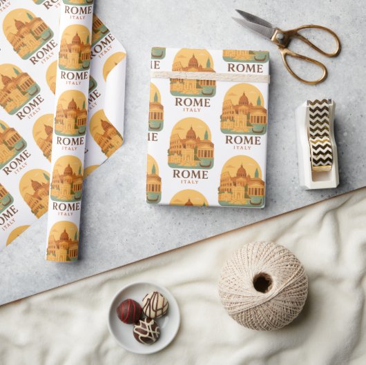 Vintage Rome Italy Wrapping Paper – Retro Travel ラッピングペーパー (クラフト)