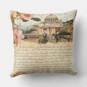 Vintage Rome Letters Floral Art クッション (裏面)