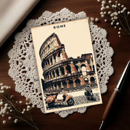 Vintage Rome Vespa and Colosseum ポストカード