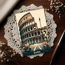 Vintage Rome Vespa and Colosseum ポストカード