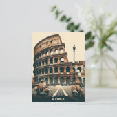 Vintage Rome Vespa and Colosseum ポストカード (スタンド正面)