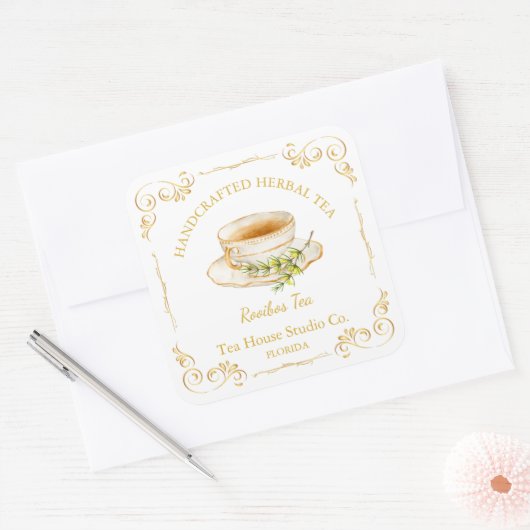 Vintage Rooibos Tea Square Label スクエアシール (封筒)