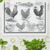 Vintage Rooster 2026 Calendar キッチンタオル (折り畳み)