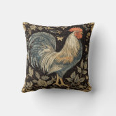 Vintage Rooster, Florals Pattern,Black Background クッション (裏面)