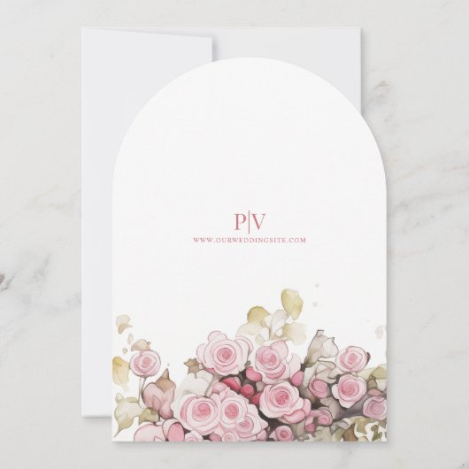 Vintage Rose Arch | Monogram Wedding 招待状 (裏面)