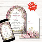 Vintage Rose Arch | Monogram Wedding 招待状