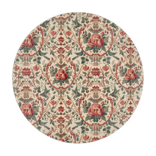 Vintage Rose & Bird Pattern Romantic Art Nouveau カッティングボード (正面)