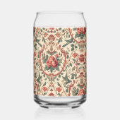 Vintage Rose & Bird Pattern Romantic Art Nouveau ガラス缶 (正面)