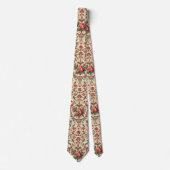 Vintage Rose & Bird Pattern Romantic Art Nouveau ネクタイ (正面)