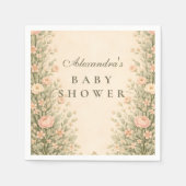 Vintage Rose Botanical Baby Shower スタンダードカクテルナプキン (正面)