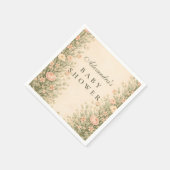 Vintage Rose Botanical Baby Shower スタンダードカクテルナプキン (角)