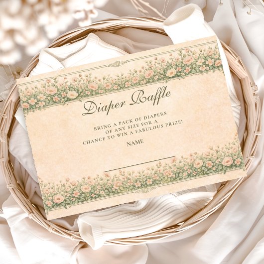 Vintage Rose Botanical Diapper Raffle エンクロージャーカード