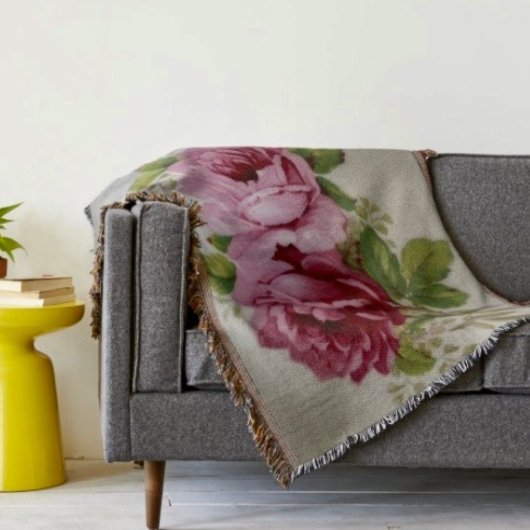 Vintage Rose Elegance スローブランケット