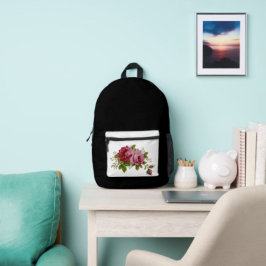 Vintage Rose Elegance プリントバックパック