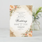 Vintage Rose Floral Arch Wedding 招待状 (スタンド正面)