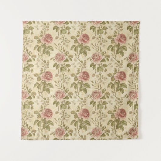 Vintage Rose Floral Pattern タペストリー (正面)