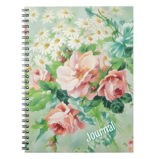 Vintage Rose Flowers Personalized Journal ノートブック (正面)